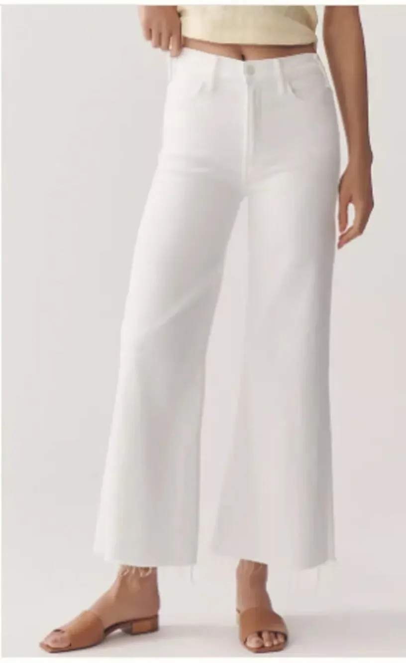 Mother The Roller Fray Wide Leg Flared Jeans Fairest Of Them All White Size 31